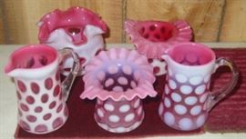 Cranberry Coin Dot Glass