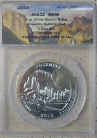 ANACS - MS 69 - 5 oz. Silver Quarter Dollar