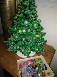 ceramic tree w/old marbles for lights