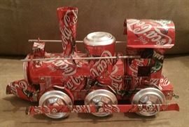 Handmade Coca-Cola Train Engine made of cans