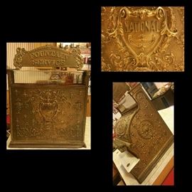 1912 Brass National Cash Register, Model (Size) 333, Serial #1094558, Dolphin/Onion Pattern. Very Nice Working Model. Hinged Quarter Cylinder Lid Opens to Reveal Customer Counter and Cash Tendered Counter. Has 21 Keys and sales can be rang up in increments of 5 cents up to $1.95. "Fountain Service - Coca Cola" Header is a later date repro add-on. 