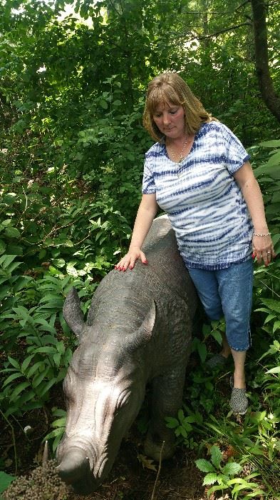 Cast Metal Rhinoceros - About the size of a real baby Rhino