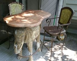 Elephant Pedestal Bar Height Table with Two Chairs