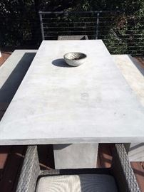 Teak Warehouse Blok Rectangle 3 Pedestal Concrete Dining Table