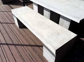 Teak Warehouse Blok Outdoor Concrete Bench and Table