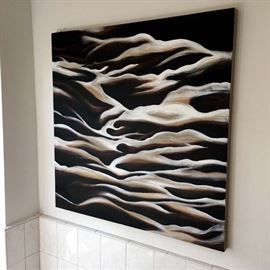 Large Original Abstract Artwork - Acrylic on Stretched Canvas Box Frame 3 x 3