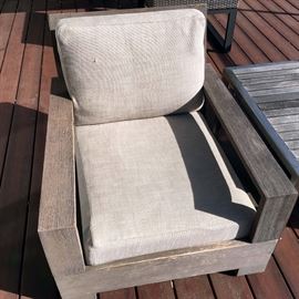 RH Belvedere Classic Lounge Chairs - Weathered Teak, Cushions and Side Table