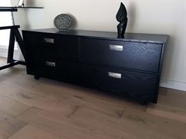 4-Drawer Dresser Espresso and Brushed Silver Hardware