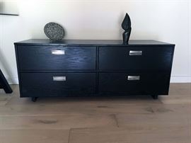 4-Drawer Dresser Espresso and Brushed Silver Hardware