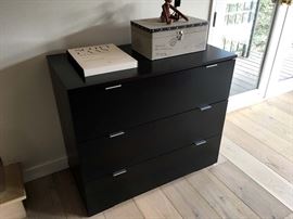 3-Drawer Dresser Espresso with Silver Hardware