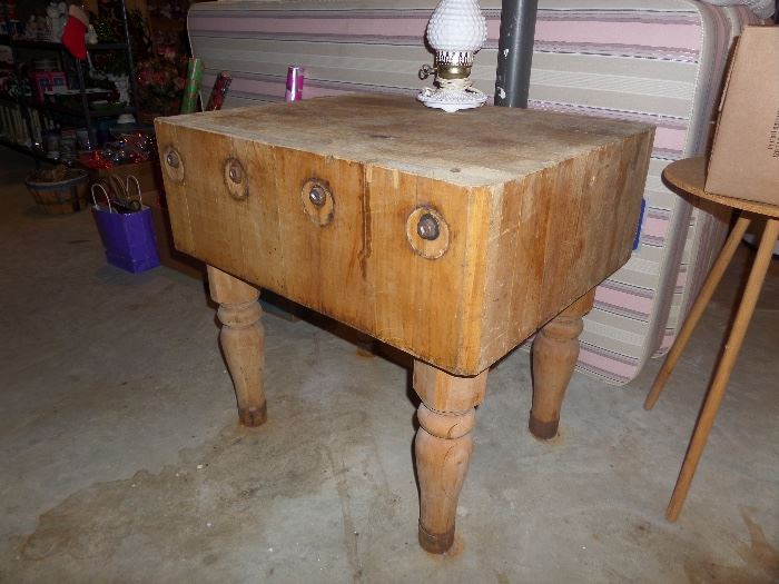 Vintage large stand alone butcher block table