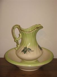 Large Vintage Water Pitcher & Bowl