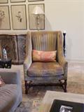 ONE OF TWO WING CHAIRS BARLEYTWIST FRAMES