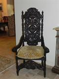 HEAVILY CARVED THRONE CHAIR