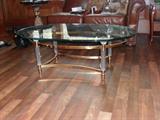 GLASS AND BRASS COFFEETABLE