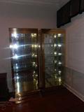 TWO BEAUTIFUL BRASS AND GLASS SHOWCASES W/ LIGHTS
