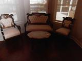 SOMEWHAT POOR PICTURE (LIGHTING) OF WONDERFUL 4 PIECE VICTORIAN PARLOR SET