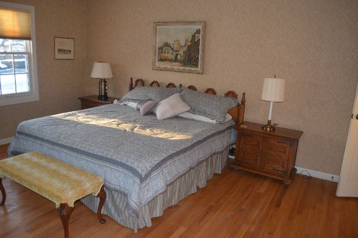 Bedroom set King bed headboard & nightstand
