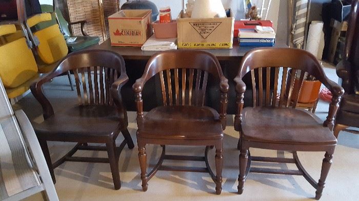 3 wood office chairs $15 each