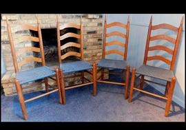 Four ladderback chairs hand crafted in South Carolina