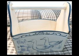 Hand painted wooden basket