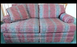  Upholstered loveseat made by Bryant of Albertville, Alabama. Matches sofa