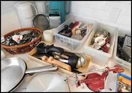 Kitchen gadgets, coffee pots, cookie cutters, apple peeler/slicer/corer and more