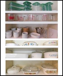 Kitchenware including casseroles, Corningware, containers and more