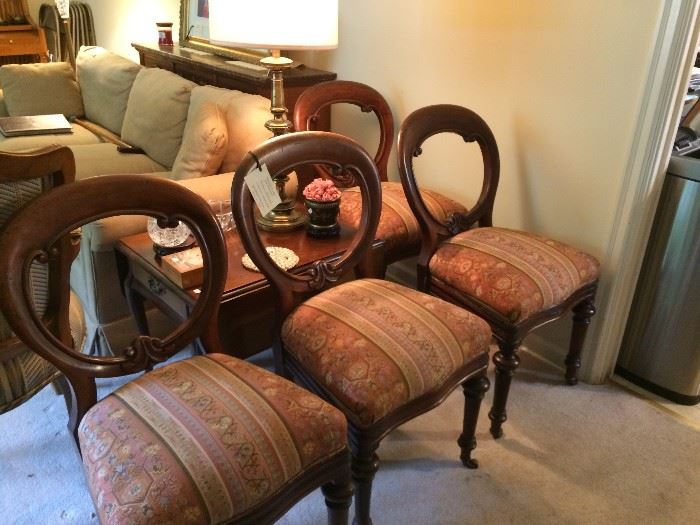 set of four antique Victorian chairs 1880's  upholstered to era  