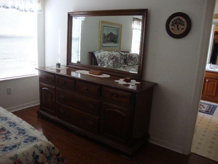 Triple dresser with large mirror