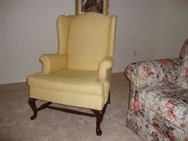 Yellow wing back arm chair