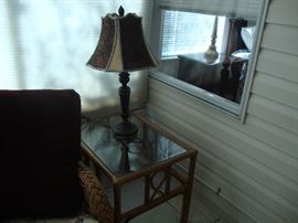 Cane & glass end table