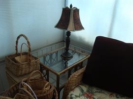 Cane & glass end table