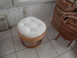 Cane foot stools with cushion