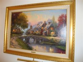 Thomas Kinkade "Cobblestone Bridge, 24x36 on canvas. Have  the original paperwork and certificate