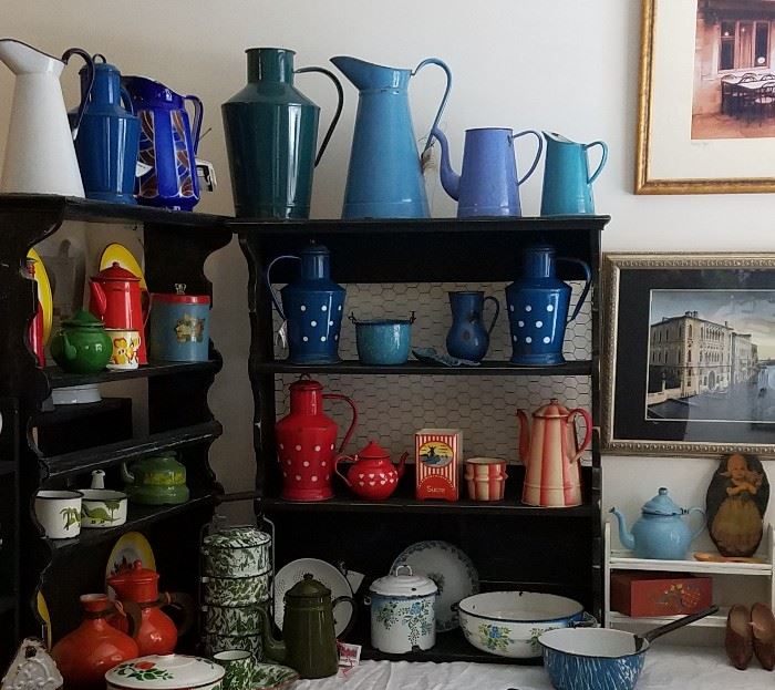 Large collection  of vintage enamel ware 