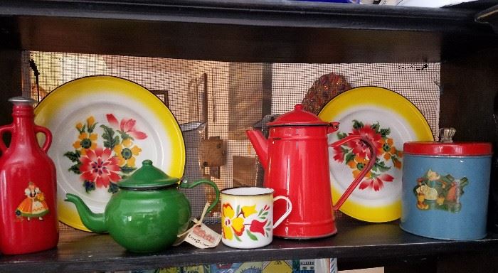 Large collection  of vintage enamel ware 