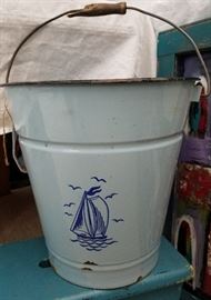 Vintage enamel ware bucket 