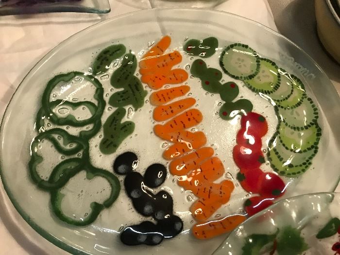 Art glass dishes purchased at an art fair in Laguna Beach