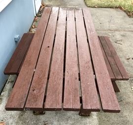 Oversized Oak Picnic Table with 2 Benches