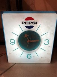 Vintage Light Up Pepsi Clock