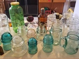 Vintage Glass Insulators , Jars, & Bottles