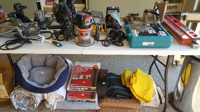 sanders, drills, routers, jig saw, lots of power tools & garage stuff! 
