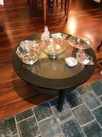 mid century glass top coffee table