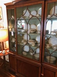 China cabinet with gold and white Limoges china