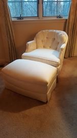 White down chair and ottoman