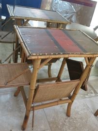 Old Bamboo Table with Lift Up Panels