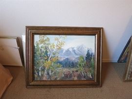 Vintage, Original Painting of Mountain Scene