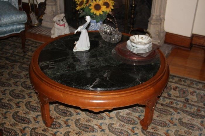 Round Marble Topped Coffee Table with Decorative