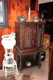 Vintage Carved Cabinet and Decorative
